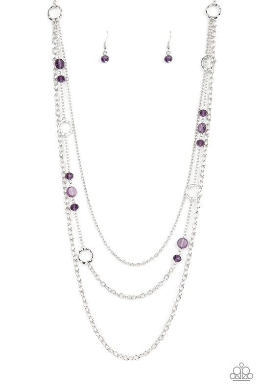 Starry Eyed Eloquence Purple Bead Layered Chain Necklace Paparazzi N1094