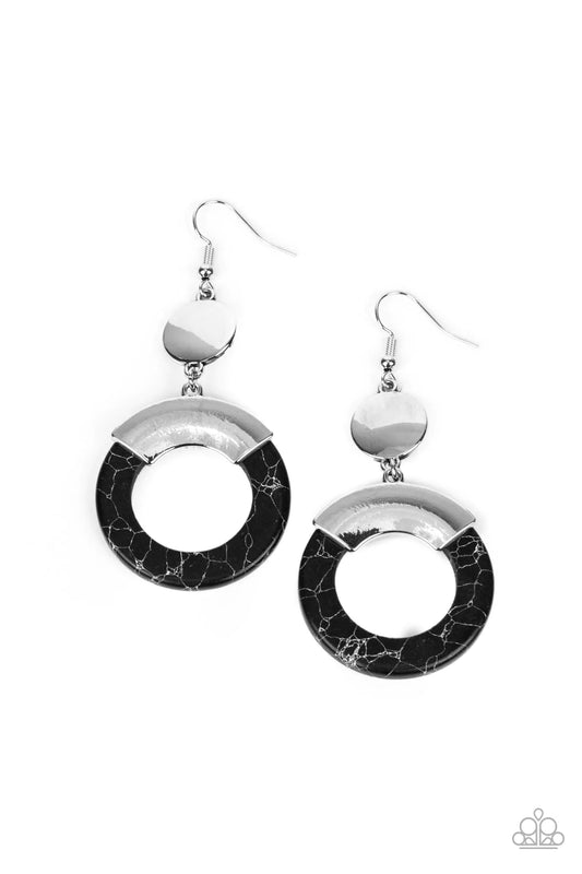 Entrada At Your Own Risk Black Stone Santa Fe Style Earring Paparazzi E1259