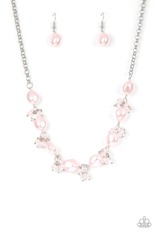 Rolling with the BRUNCHES - Pink Pearl Iridescent Crystal Necklace Paparazzi N0680