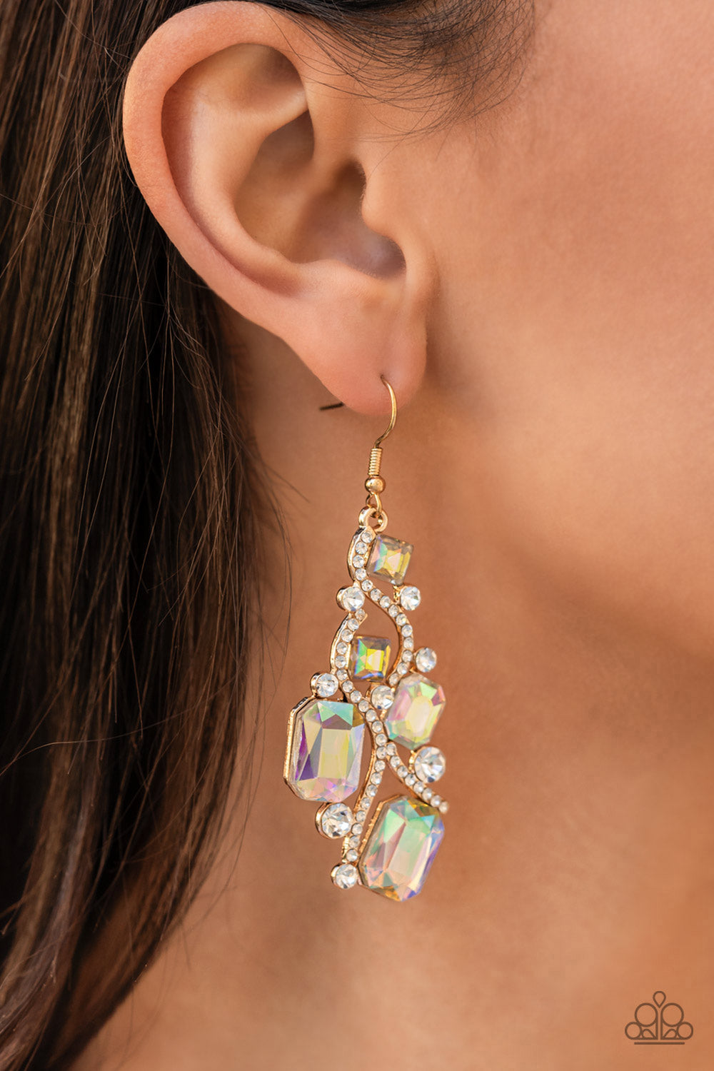 Interstellar Illumination - Multi Iridescent Earring Life Of The Party December 2021 Paparazzi E0375