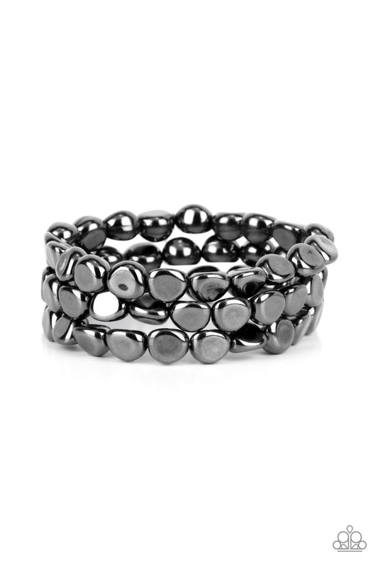 HAUTE Stone - Black Stretch Bracelet Paparazzi B0288