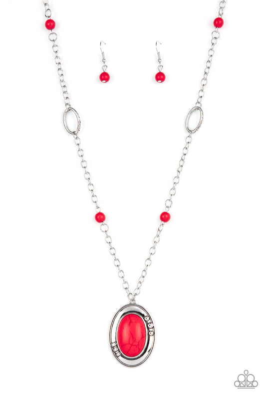 Mojave Meditation - Red Stone Santa Fe Style Necklace Paparazzi N0844
