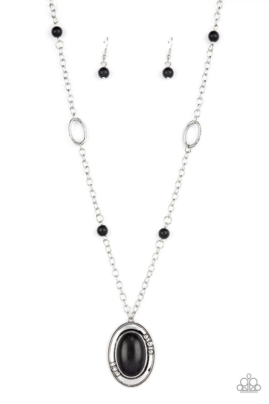Mojave Meditation - Black Stone Santa Fe Style Necklace Paparazzi N1223
