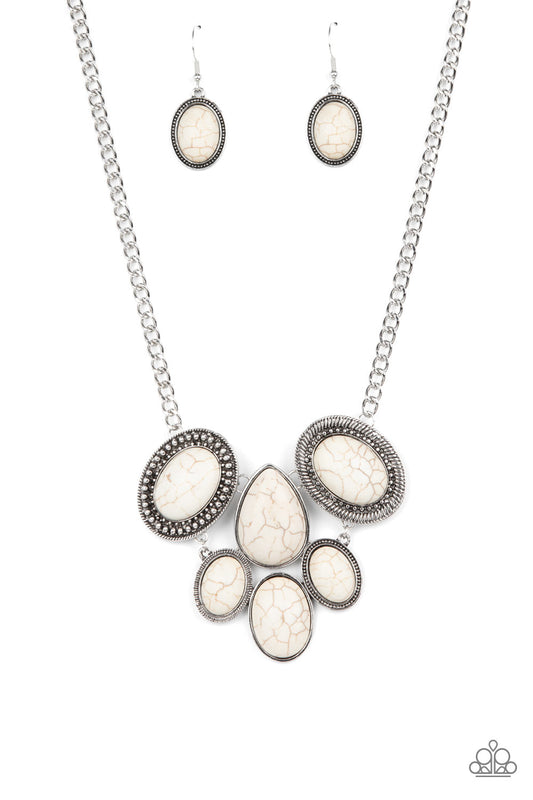 Paparazzi All-Natural Nostalgia - White & Silver Santa Fe Style Necklace N1224