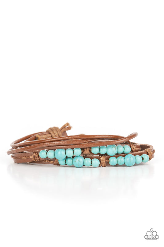Quaintly Quarry - Blue Santa Fe Style Urban Sliding Knot Closure Bracelet Paparazzi B0313
