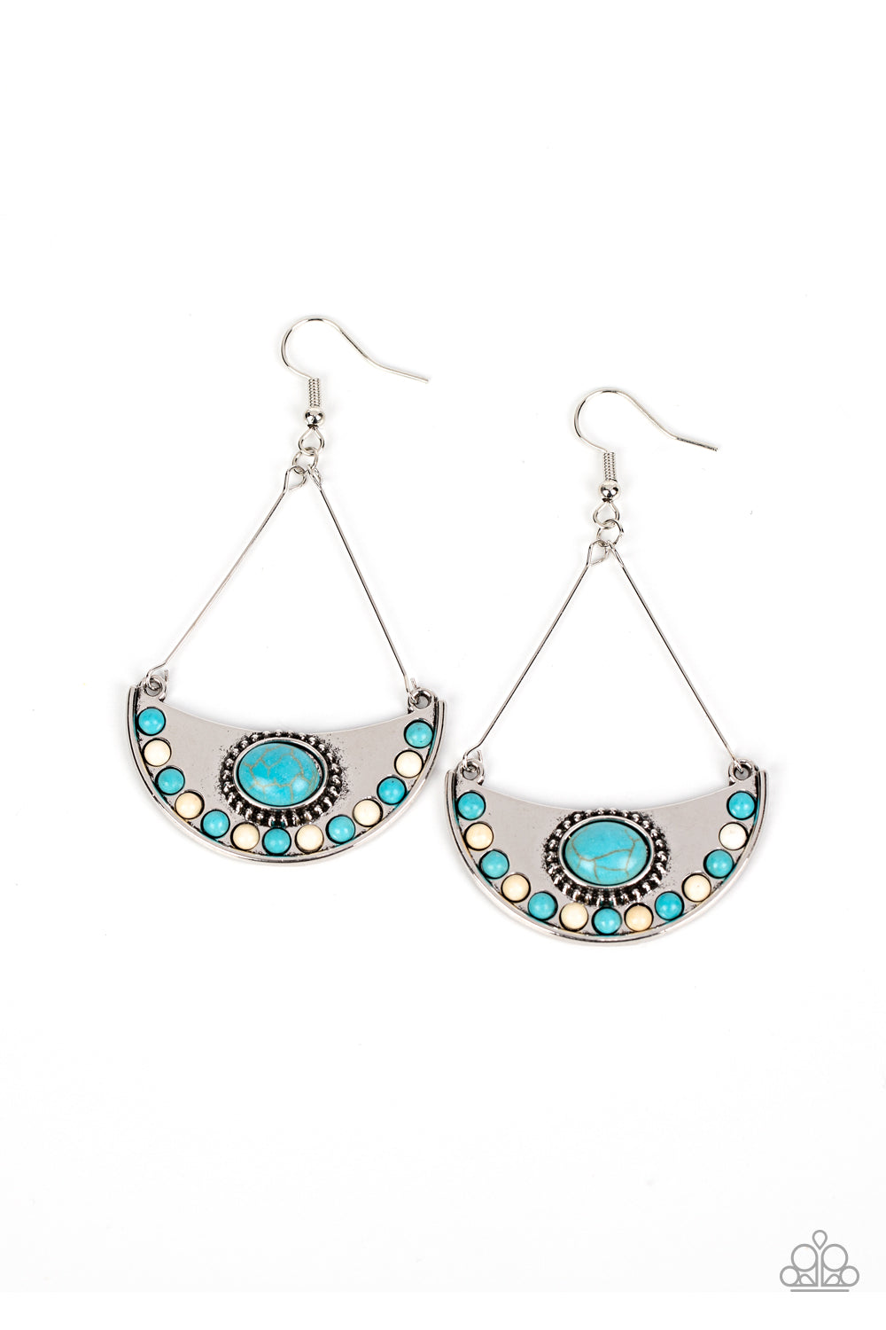 Canyon Canoe Ride - Multi White, Turquoise Stone Silver Santa Fe Style Earring Paparazzi E0946