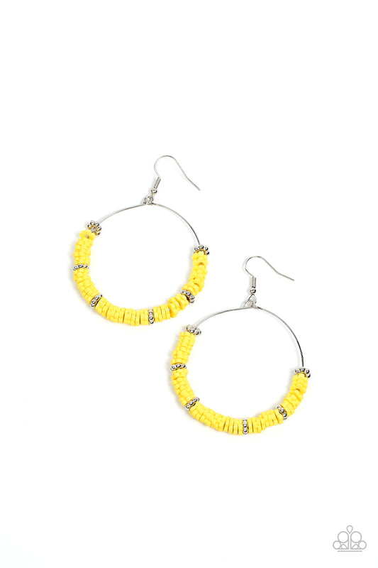 Loudly Layered - Yellow Floral Rings Earring Paparazzi E0731