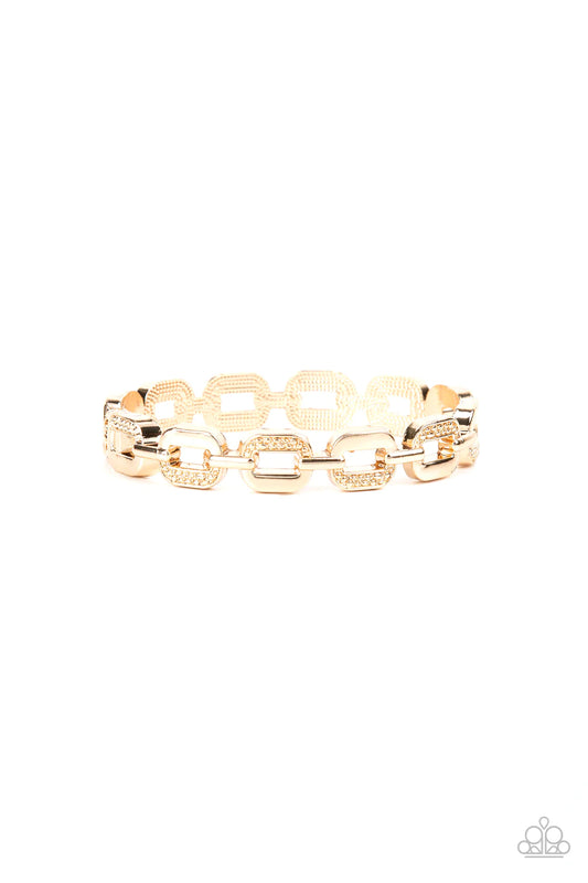 Powerhouse Plunder Gold Link Hinge Bracelet Paparazzi B0576