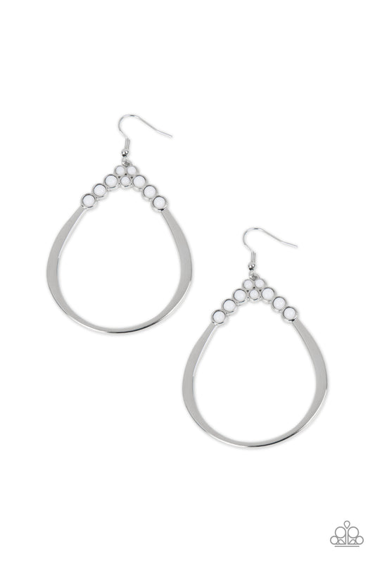 Festive Fervor - White Teardrop Earring Paparazzi E0485