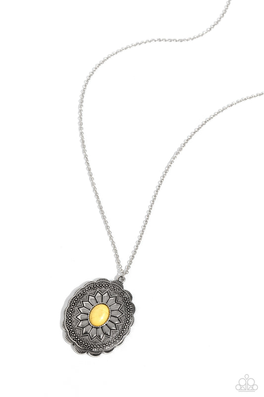 Mojave Mirage - Yellow Stone Silver Santa Fe Style Necklace Paparazzi N2030
