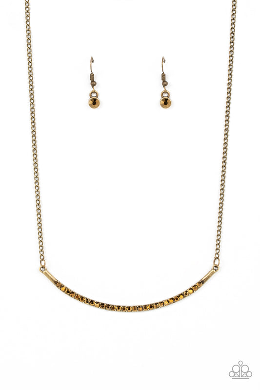 Collar Poppin Sparkle - Brass Aurum Rhinestone Necklace Paparazzi N0710