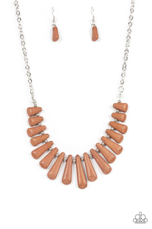 Mojave Empress - Brown Cracked Stone Necklace Paparazzi N0914