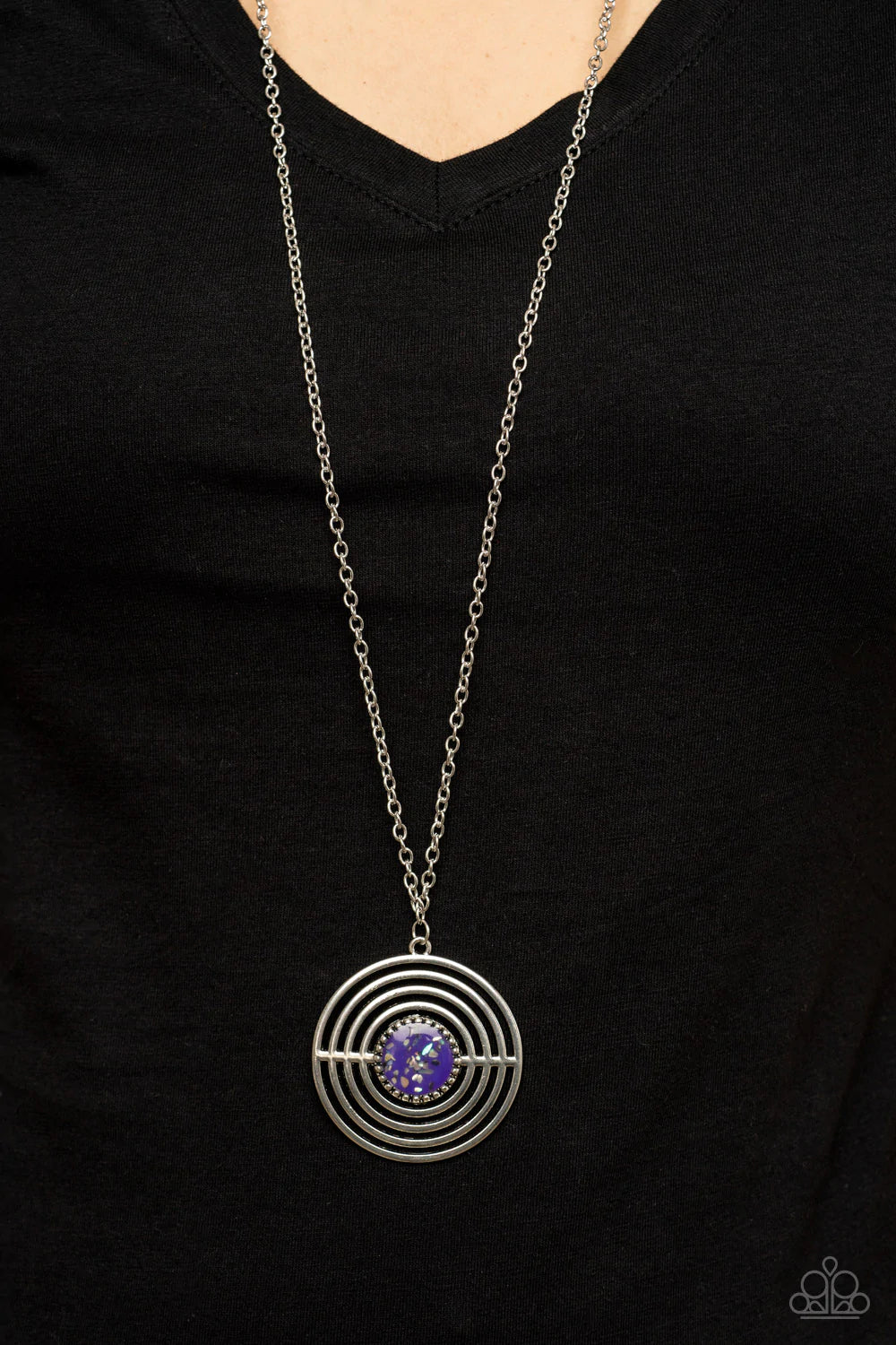 Targeted Tranquility Purple Frame Iridescent Shell Accent Necklace Paparazzi N1088