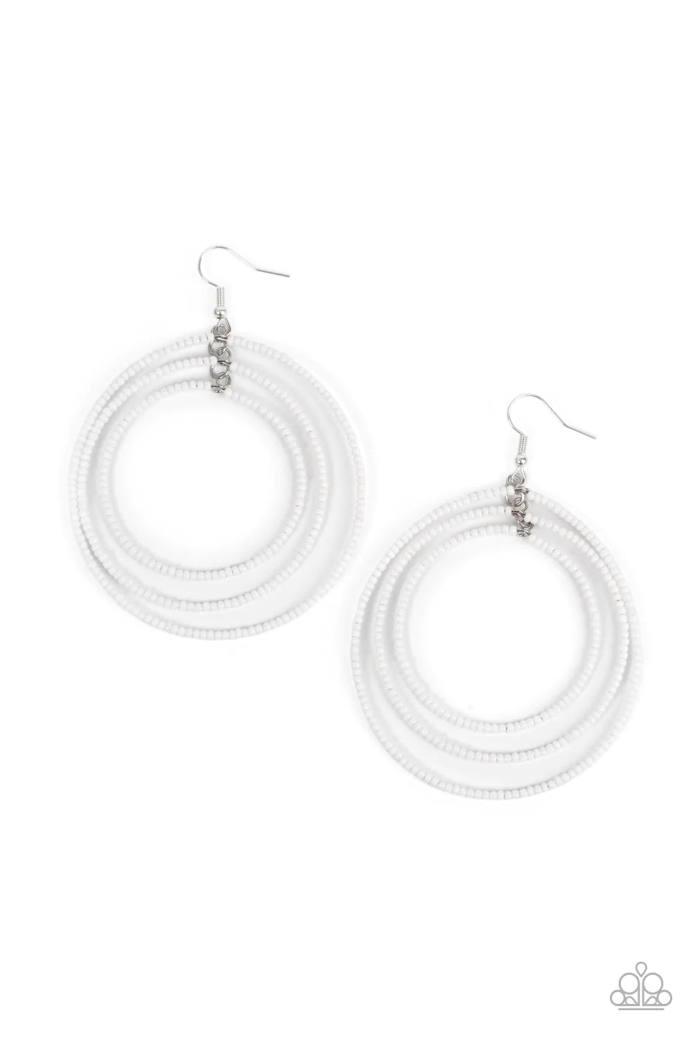 Colorfully Circulating White Seed Bead Earring Paparazzi E1046