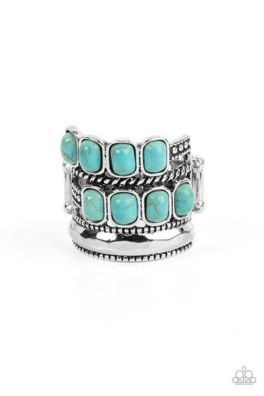 Mojave Monument - Blue Cracked Stone Stanta Fe Style Ring Paparazzi R0264