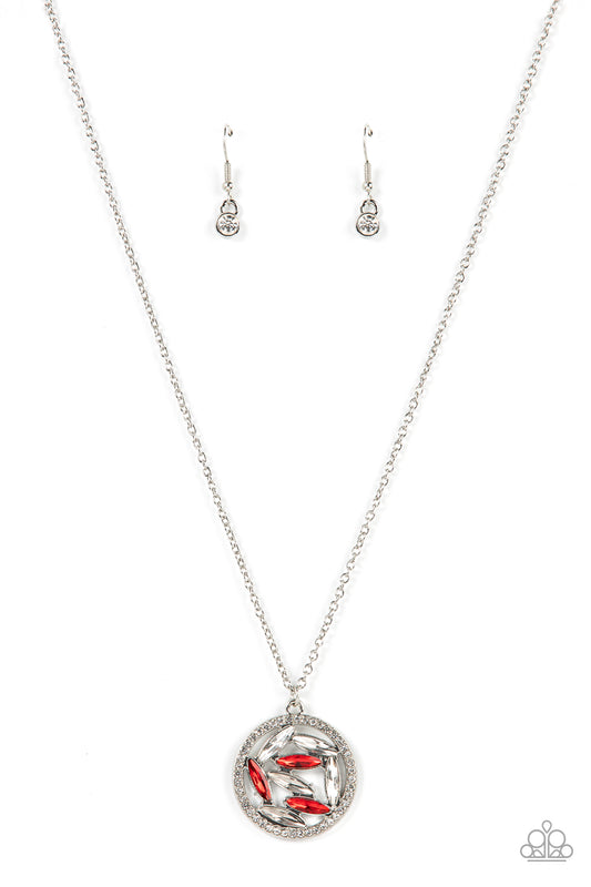 Head-Spinning Sparkle - Red White Smoky Rhinestone Necklace Paparazzi N0921