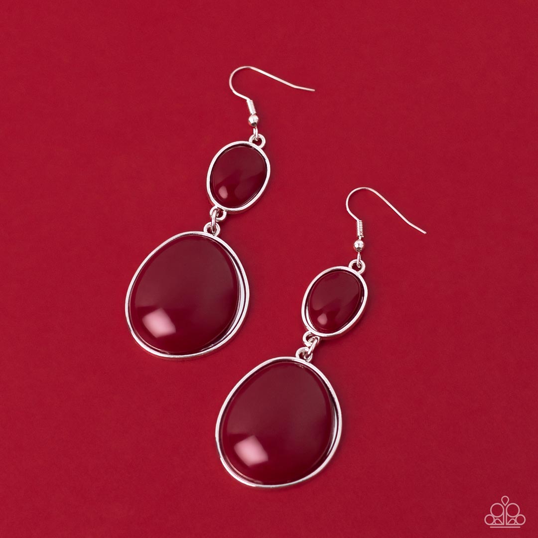 Soulful Samba - Red Wine Oval Bead Earring Paparazzi E0951