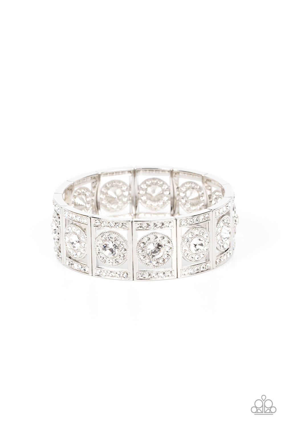 Ultra Upscale - White Rhinestone Stretch Bracelet Paparazzi B0611