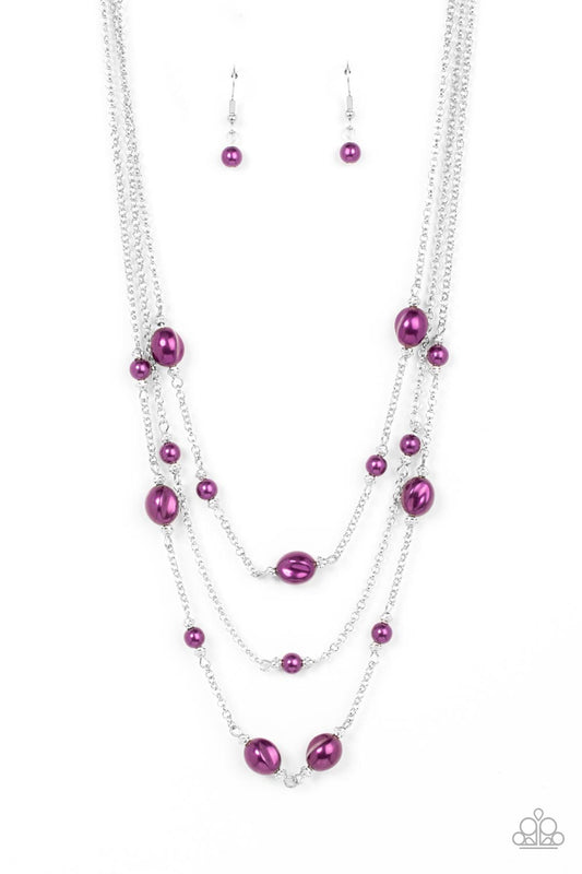 Pearlicious Pop - Purple Bubble Plum Pearls With Layered Silver Chains Necklace Paparazzi N1373