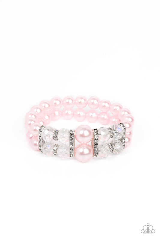 Timelessly Tea Party - Pink Pearl Stretch Bracelet Paparazzi B0521