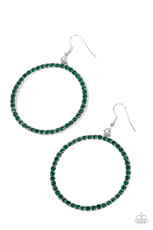 Head-Turning Halo - Green Rhinestone Earring Paparazzi E0775