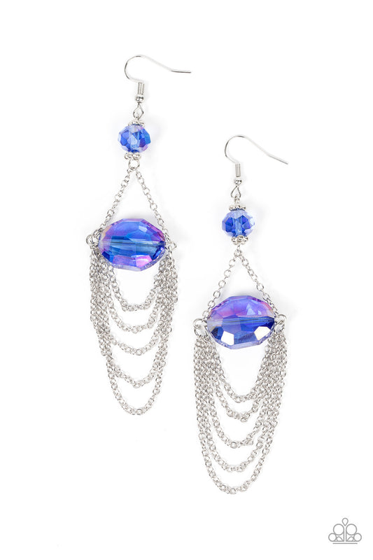 Ethereally Extravagant - Blue Iridescent Crystal Bead Earring Paparazzi E0579