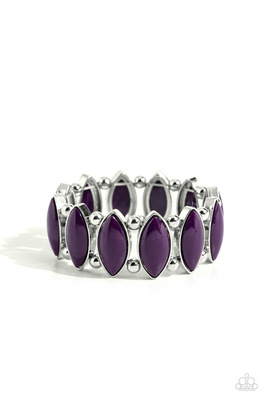 Cry Me a RIVERA - Purple Plum Bead Stretch Bracelet Paparazzi B1432