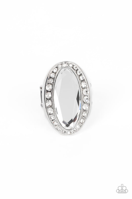 Believe in Bling - White Gem & Rhinestone Glitzy Ring Paparazzi R0609