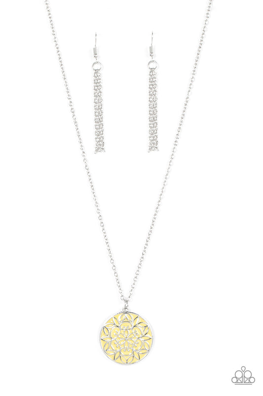 Colorfully Cottagecore - Yellow Floral Necklace Paparazzi N1473