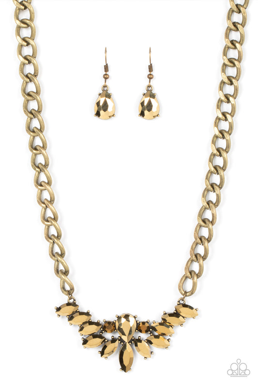 Come at Me - Brass Rhinestone Necklace Paparazzi N0702