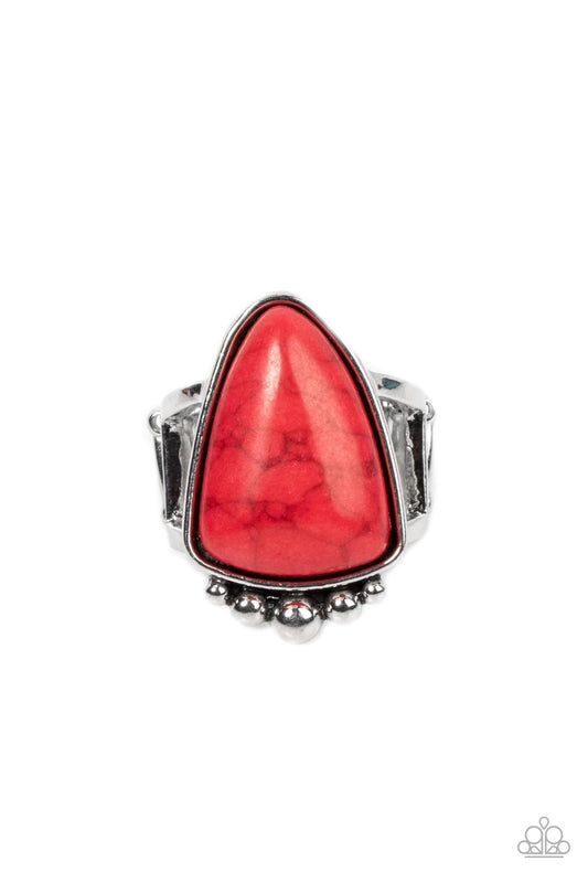 Authentically Adobe - Red Fire Whirl Stone Santa Fe Style Ring Paparazzi R0318