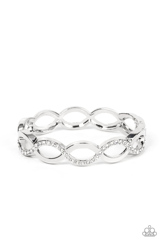 Tailored Twinkle - White Rhinestone Hinged Bracelet Paparazzi B0598