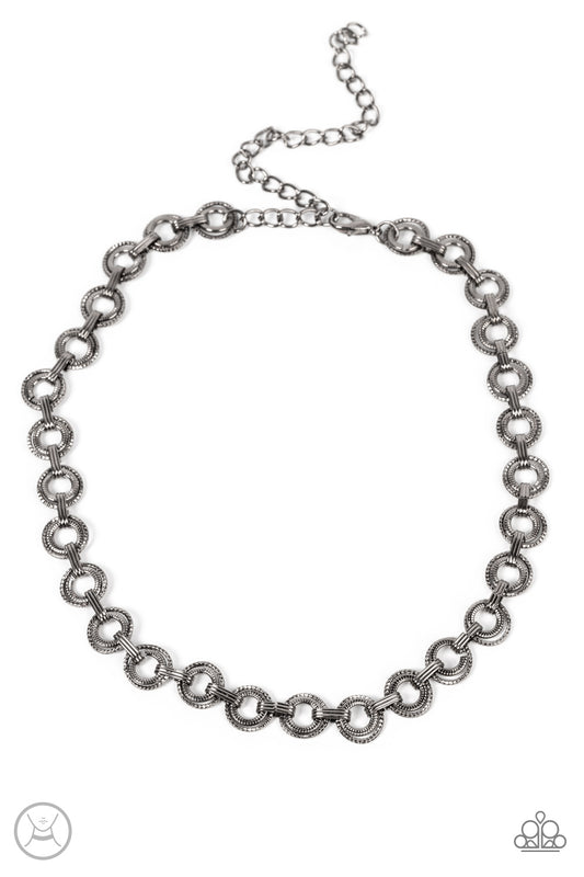 Grit and Grind - Black Gunmetal Choker Paparazzi N1075