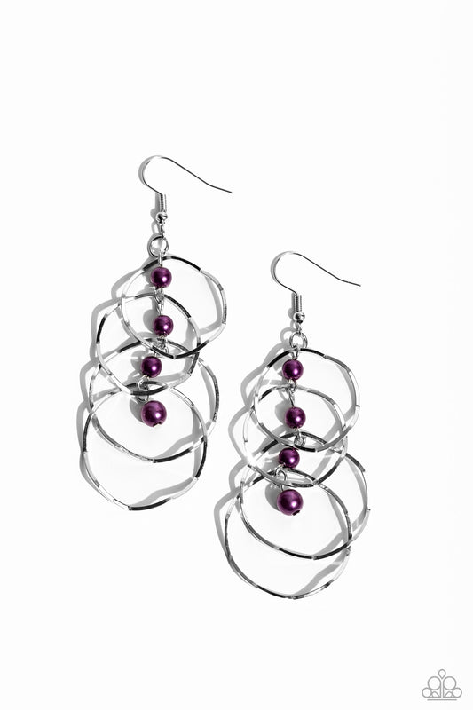 Pearl Palooza - Purple Plum Pearl Silver Earring Paparazzi E1550
