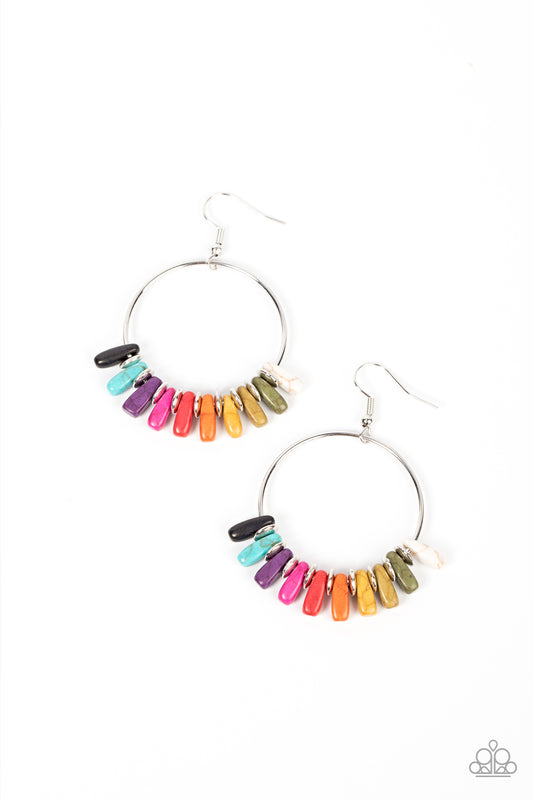 Earthy Ensemble - Multi Colored Stone Santa Fe Style Earring E0713