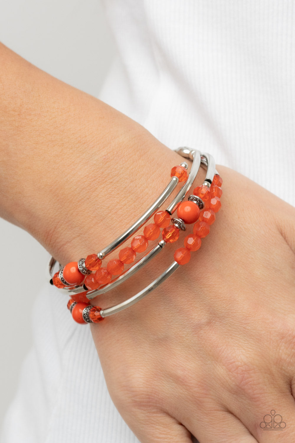 Whimsically Whirly - Orange Coil Bracelet Paparazzi B0697