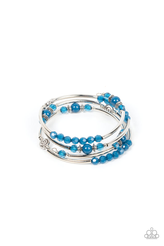 Whimsically Whirly - Blue - Mykonos Blue Coil Bracelet Paparazzi B0760