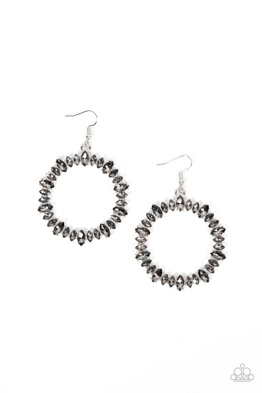 Glowing Reviews Silver Smokey Rhinestone Earring Paparazzi E0781