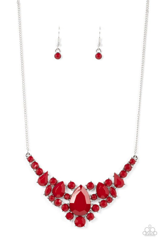 Bali Ballroom - Red Wine Teardrop Bead Necklace Paparazzi N1228
