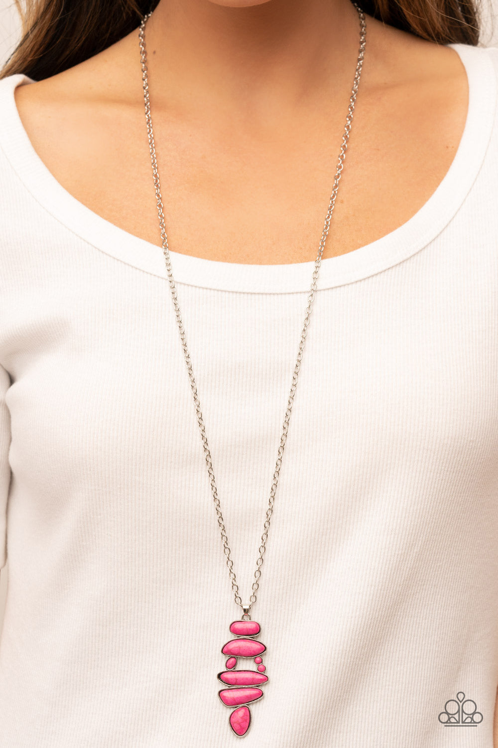 Mojave Mountaineer - Pink Stone Santa Fe Style Necklace Paparazzi N1459