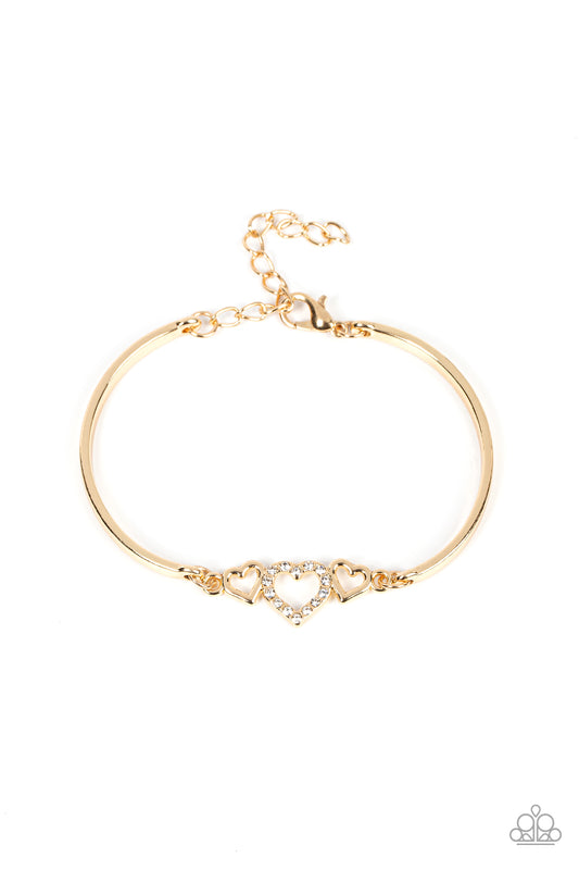 Cupids Confessions - Gold Heart Bracelet Paparazzi B0348