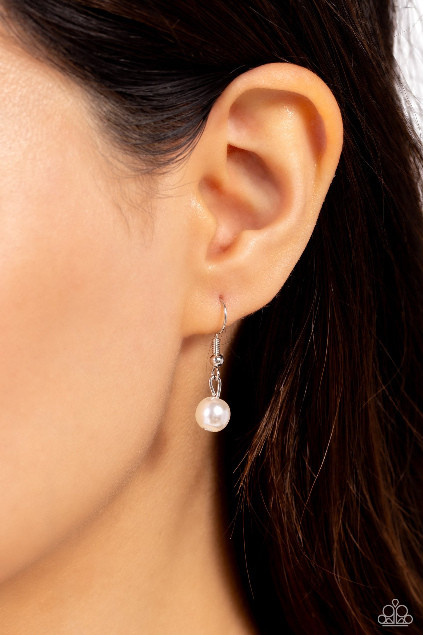 Perennial Pinnacle - White Pearl Floral Silver Necklace Paparazzi N1836