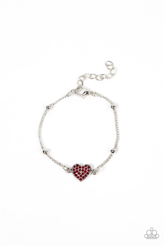 Heartachingly Adorable - Red Heart Bracelet Paparazzi B0357