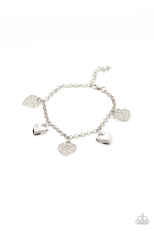 Lusty Lockets - White Heart Bracelet Paparazzi B0307