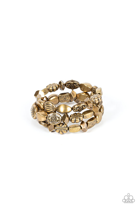 Charmingly Cottagecore - Brass Coil Bracelet Paparazzi B0587