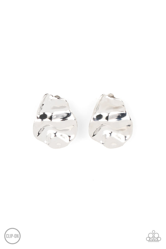 Raise the RUCHE - Silver Clip-On Earring Paparazzi E0659