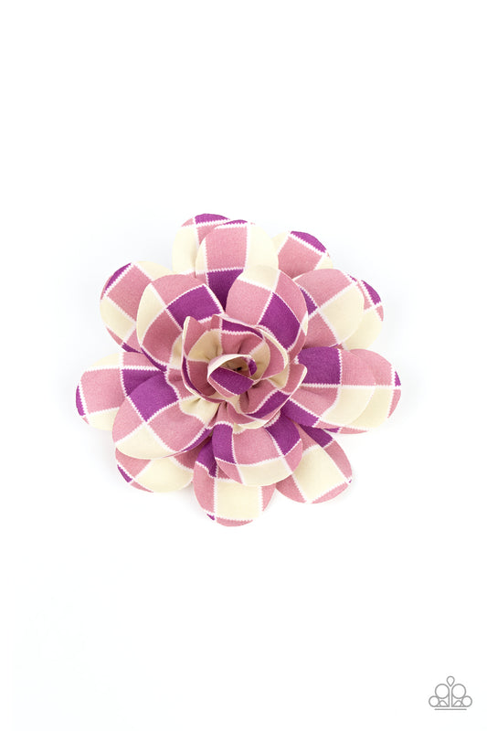 Gingham Garden - Purple Flower Hair Clip Paparazzi H0100