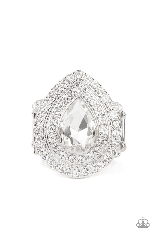 Icy Indulgence - White Rhinestone Ring Life Of The Party May 2022 Exclusive R0882