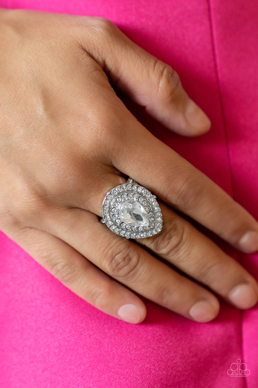 Icy Indulgence - White Rhinestone Ring Life Of The Party May 2022 Exclusive R0882