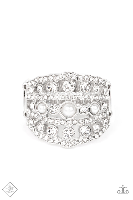 Sailboat Bling - White Rhinestone Ring April 2022 Fashion Fix R0265